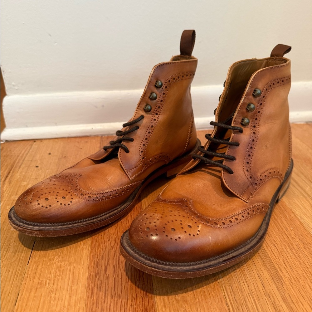 Taft Tan Brogue Leather Boots